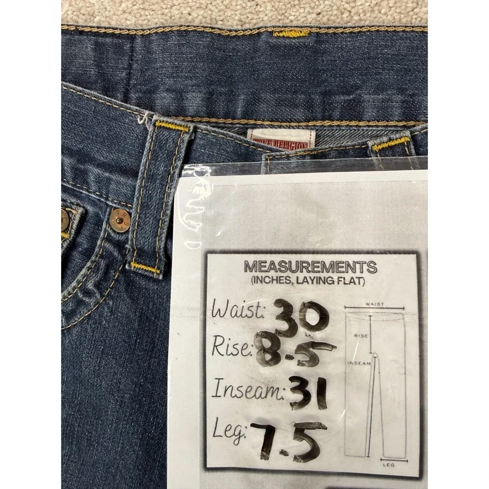 True Religion Ricky Men's Size 30x31 Straight Leg Jeans Blue Flap Pockets 703369